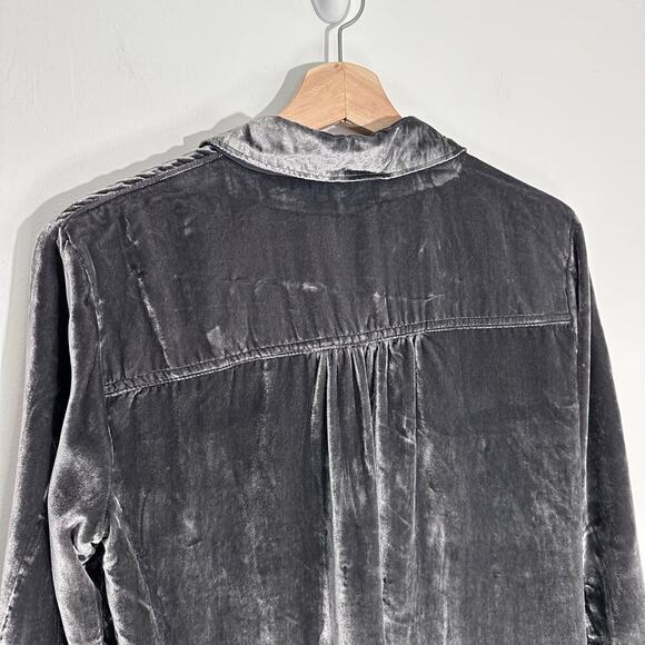 Anthropologie Pilcro The Hadley Relaxed Velvet Buttondown | Gray | SZ SP - Picture 9 of 13